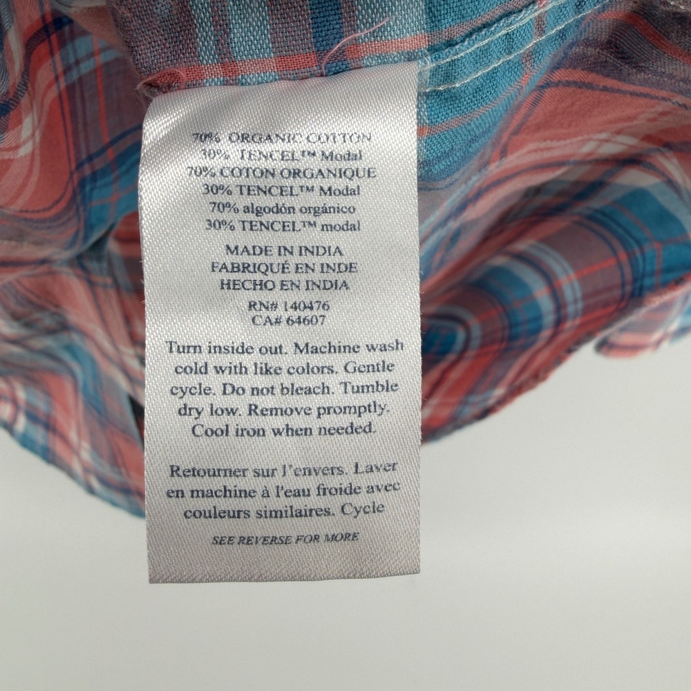 $158 NEW Faherty Brand Sun Berry Plaid Tropical Cotton Shirt XXL Pink Blue - Picture 6 of 9